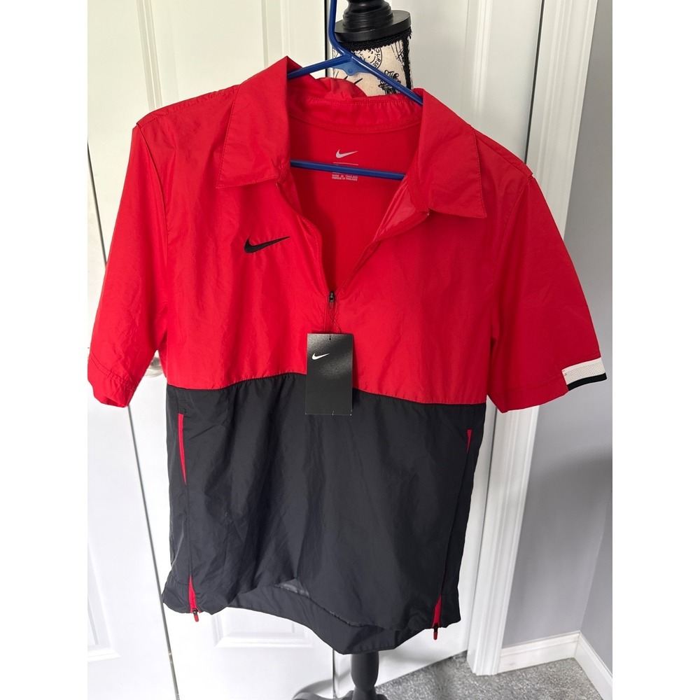 Nike Windbreaker Black/Red 1/4 Zip Short Sleeve Shirt Men's Small Shirt **NEW*